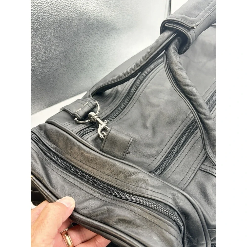 Leather Duffel Bag Travel Gym Sports Overnight Weekend Foster Wheeler Logo